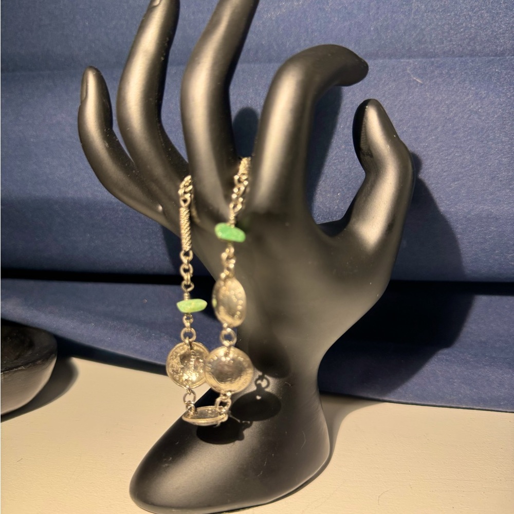 Silver and jade bracelet